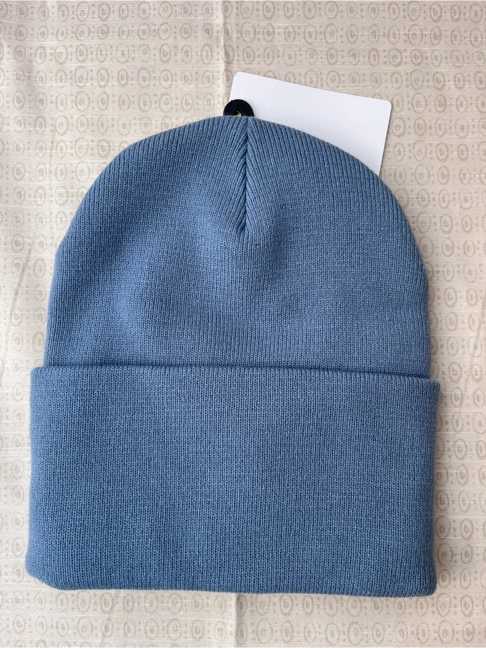 Carhartt Light Blue Cuffed Beanie with Orange Logo Patch